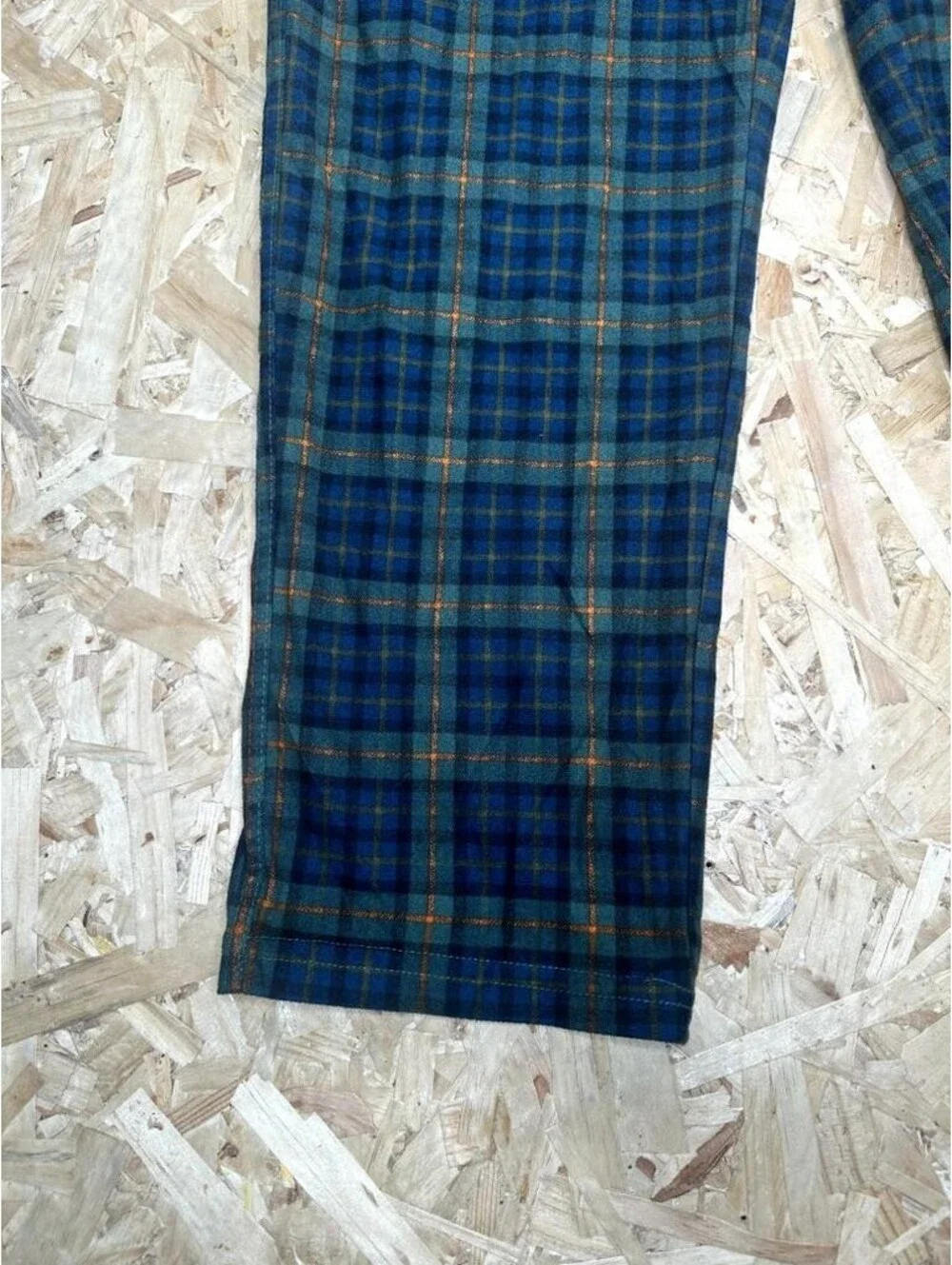 Eddie Bauer Flannel Pajama Pants Mens Large Green Blue Plaid Sleep Lounge Pants